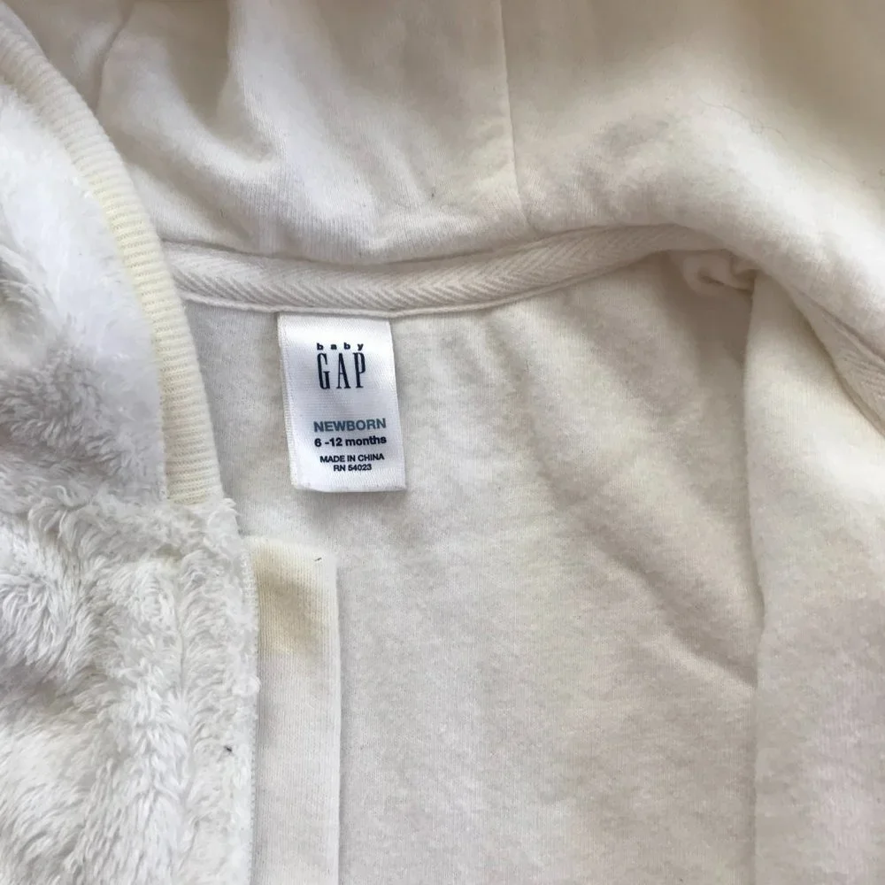 Baby GAP, 6-12M, 100% Cotton Lined Faux Fur Shell Hooded Coverall, Polar Bear - Picture 8 of 11